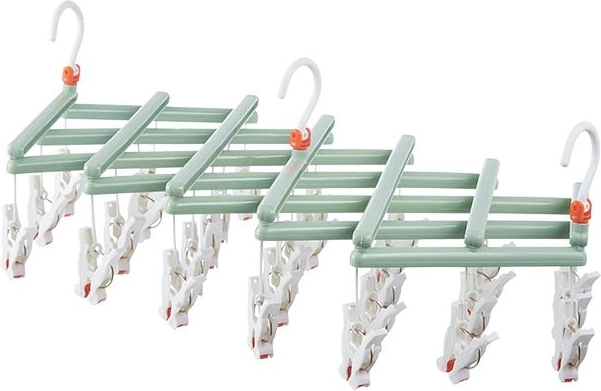 Tendedero plegable con pinzas, 29 clips, verde