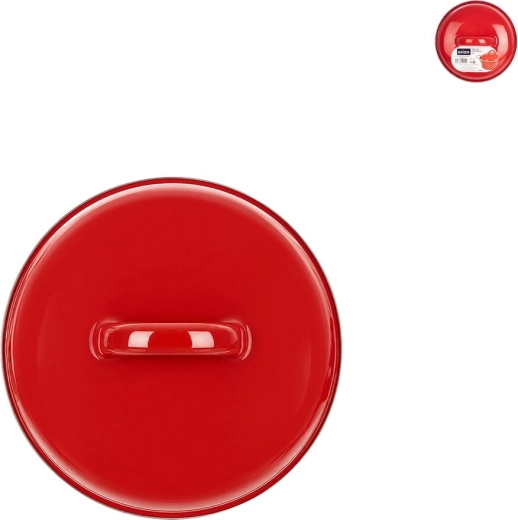 Tapa esmaltada con borde, diámetro 13 cm, roja - 1 unidad