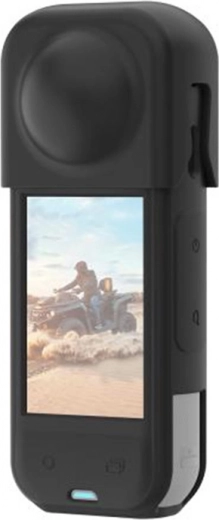 Funda protectora de silicona con tapa para el objetivo para INSTA360 X5 de Puluz (negra)