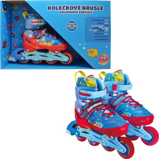Patines en línea infantiles ajustables azul‑rojo 30–33