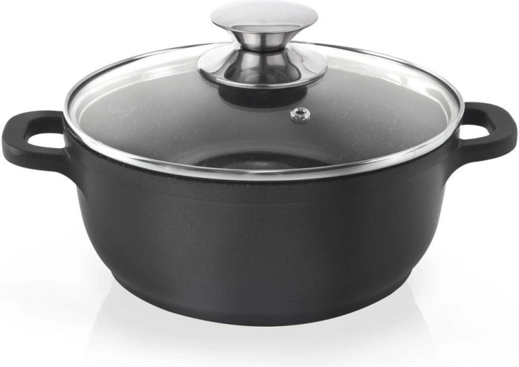 Olla de granito con tapa de vidrio GRANDE 24 cm, 4 l
