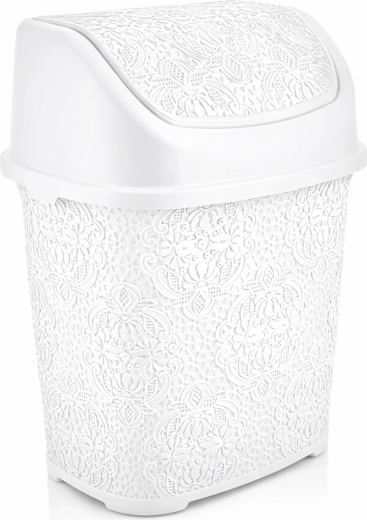 Papelera con tapa abatible 6 l blanca