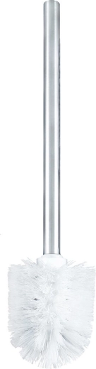 Cepillo para WC con mango de acero inoxidable, blanco, diámetro 8 cm