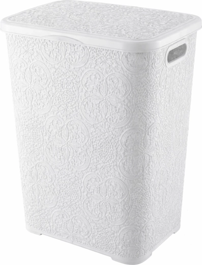 Cesto para la ropa sucia de 60 l, plástico blanco