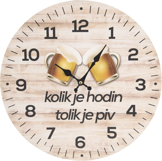 Reloj de pared «¿Qué hora es…?» de madera 34 cm