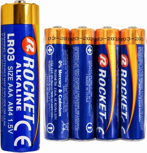 Pilas alcalinas Rocket AAA LR03 1,5 V - 4 unidades
