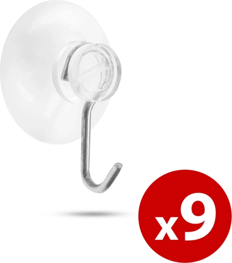 Gancho de pared con ventosa, 9 unidades