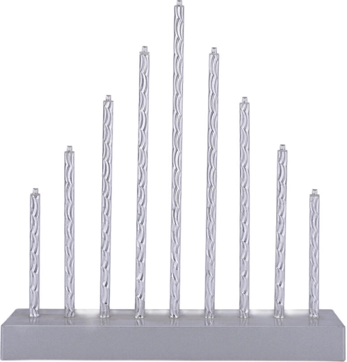 Candelabro LED navideño con 9 velas, plateado