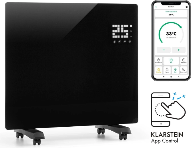 Convector inteligente Klarstein Bornholm Single Smart 1000 W, negro