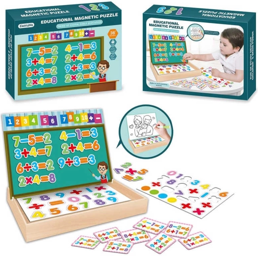 Puzzle magnético educativo de números: aprendemos a contar en un estuche de madera