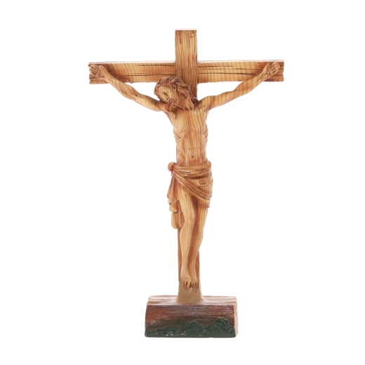 Cruz de pie con figura de Jesús de polirresina 19 × 7,5 × 29,5 cm