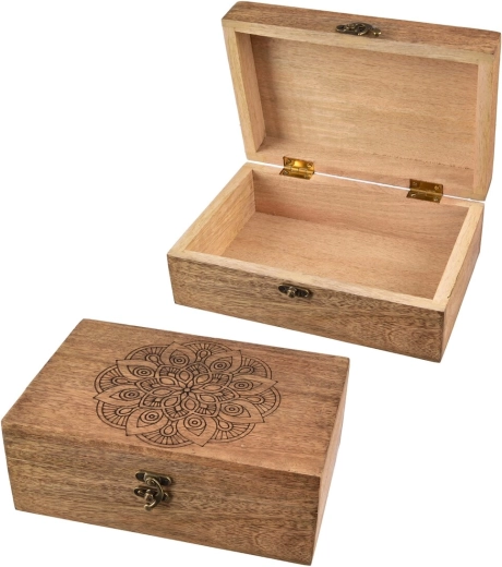 Caja de madera de mango Mandala