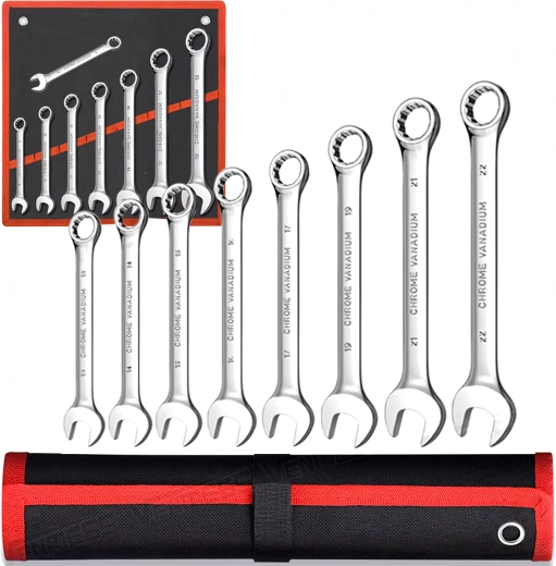 Juego de llaves combinadas de carraca 8 uds 8–22 mm con estuche
