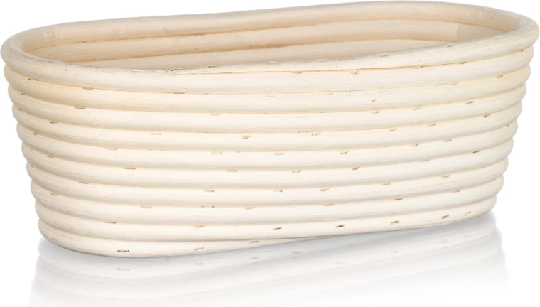 Cesta ovalada para leudar pan 26 × 13 × 9 cm de ratán natural con diseño de espiga