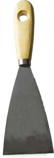 Espátula de acero inoxidable en cuña de 60 mm con mango de madera