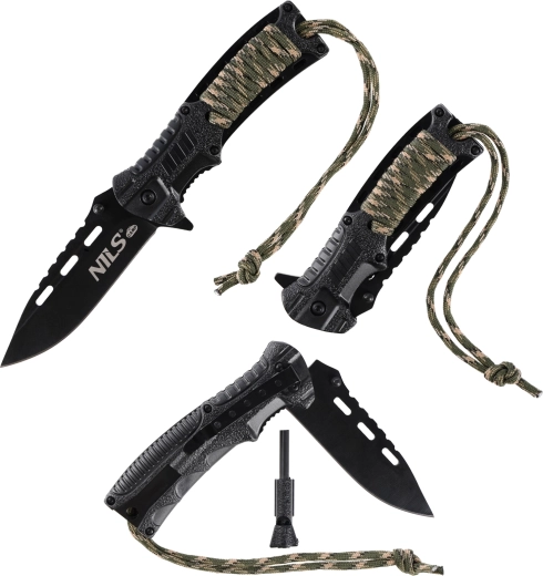 Paracord, pedernal y silbato para supervivencia