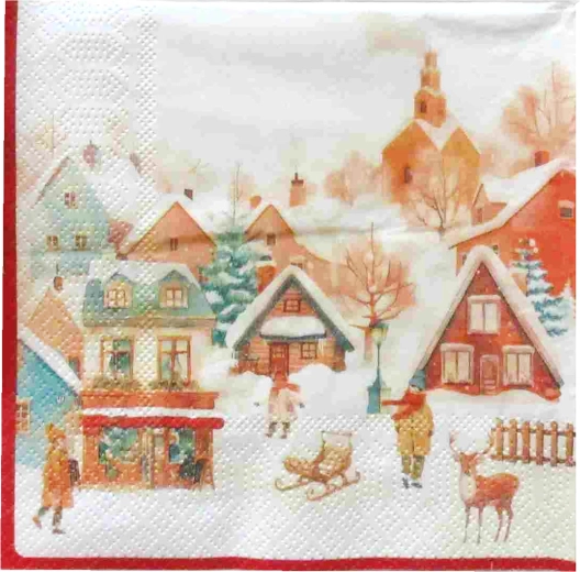 Servilletas navideñas Aldea nevada 33 × 33 cm