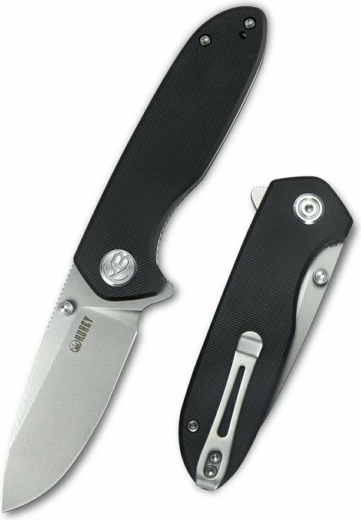 Kubey Belus KU342A cuchillo de bolsillo negro 7,5 cm con empuñadura G10 y clip