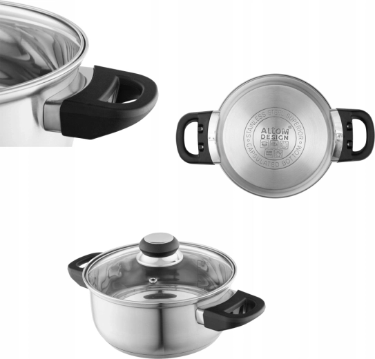 Altom Design Emilio olla de acero inoxidable 1,9 l con tapa 18 cm