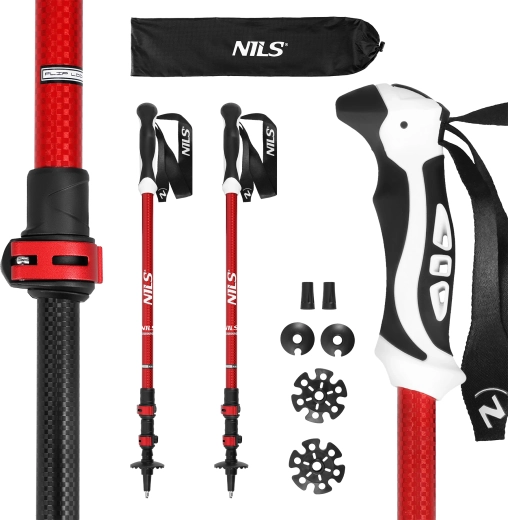 Bastones de trekking NILS TK8601 rojos