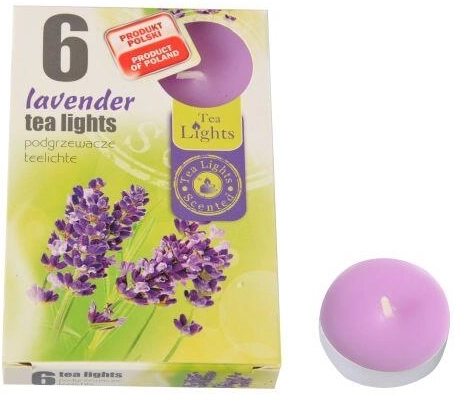 Velas de té aromáticas de lavanda, 6 uds.