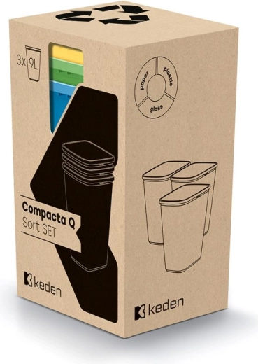 Cubos de basura de clasificación Compacta Q Sort set 3×9 l
