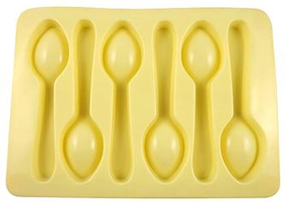 Molde de silicona para hielo y chocolate con forma de cucharitas, color crema