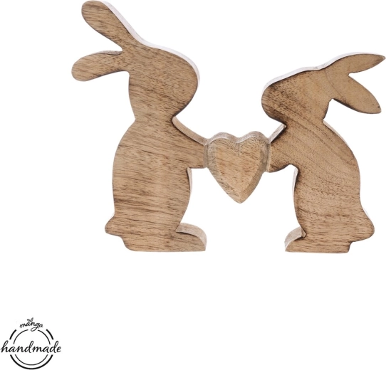 Decoración de madera: conejitos con corazón
