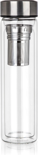 Botella de vidrio de doble pared para té e infusiones 500 ml con colador DOBLO