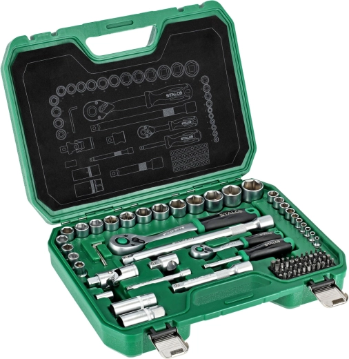 Juego de herramientas Stalco 1/2" + 1/4" (84 piezas) en maletín