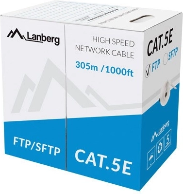 Cable de red FTP Cat.5e CU 305 m, conductor macizo, gris