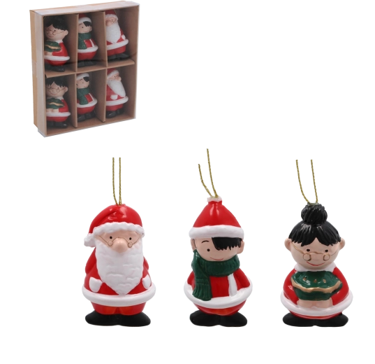 Set de adornos navideños irrompibles de 7 cm – mix de diseños, 6 uds.