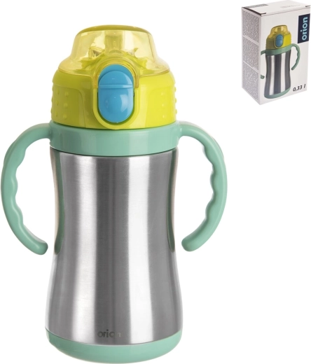 Termo de acero inoxidable con pajita 330 ml, verde