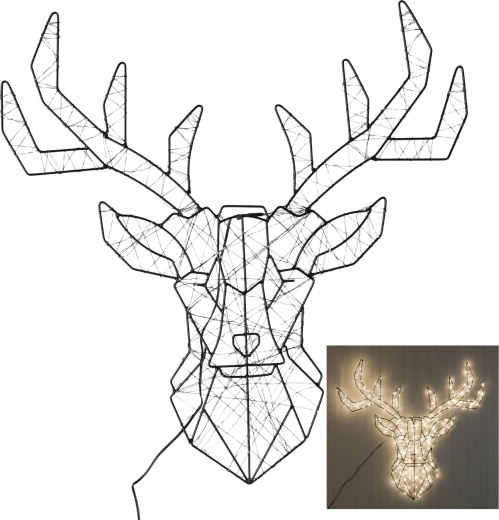 Decoración de pared LED de ciervo – cabeza geométrica de metal con iluminación