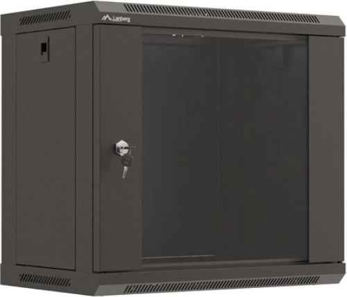 Lanberg armario rack mural 19" 540 × 350 mm, negro, puerta acristalada (flat pack)