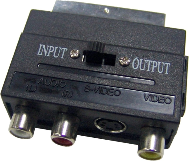Adaptador bidireccional Sencor de SCART a 3× RCA y S-Video