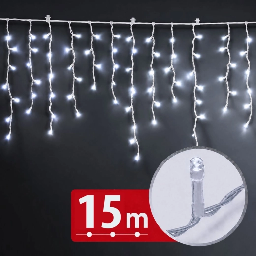 Cortina de luces LED de 15 m con 600 LED en blanco frío