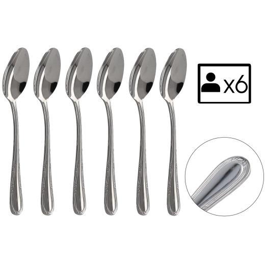 Juego de 6 cucharillas de té Natalia de acero inoxidable