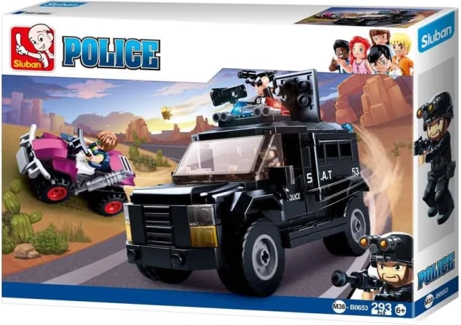 Sluban coche policial SWAT con quad y figuras