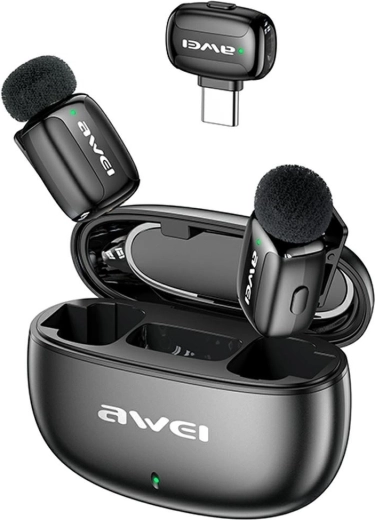 Awei MK5 Duo Ai-Voice micrófono de solapa inalámbrico negro