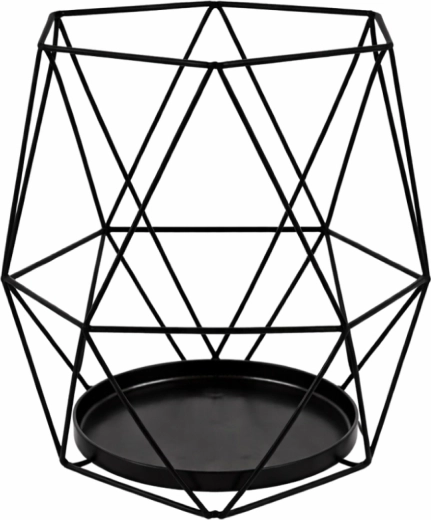 Linterna geométrica metálica para vela, negra, 15 × 15 × 18 cm