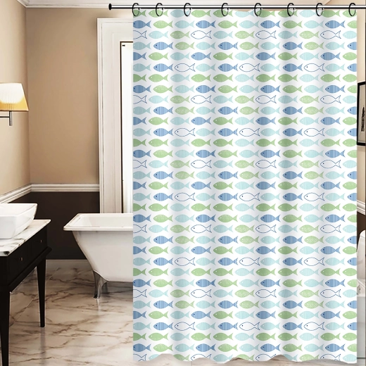 Cortina de ducha Toro Premium 178 × 199 cm con motivo de pececitos