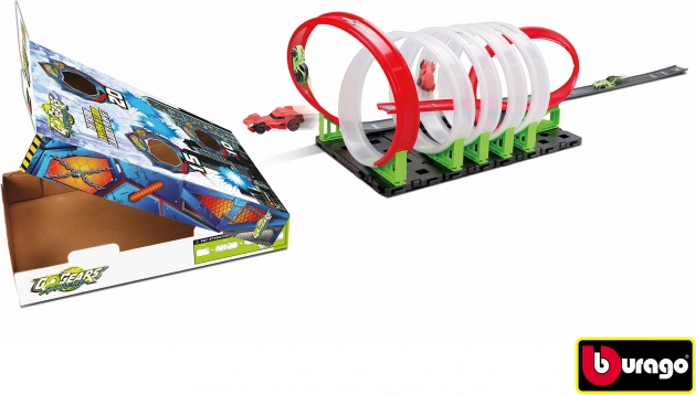 Pista de coches Bburago GoGears Extreme con 6 loopings y rampa