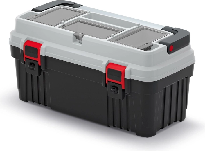 Maletín de plástico para herramientas con asa metálica OPTIMA 54 cm, gris
