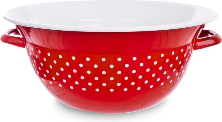 Bol de cocina esmaltado rojo con lunares de 26 cm, 2,5 l
