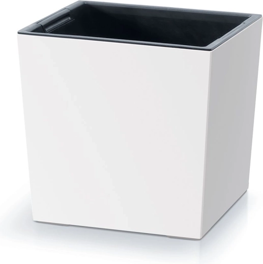 Macetero Urbi Square Low con inserto 30 cm – blanco