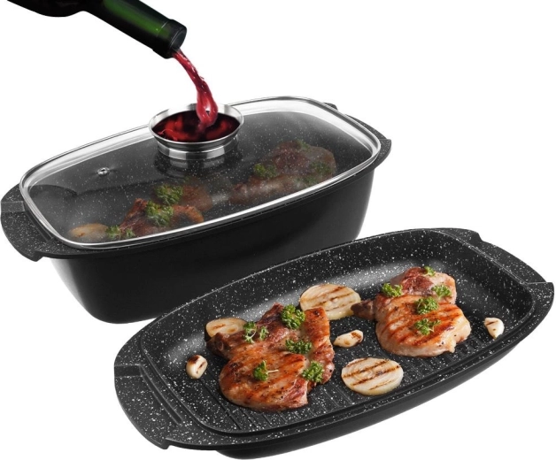 Fuente de granito 3 en 1 con tapa GRANDE 5 l, 39 × 22 cm