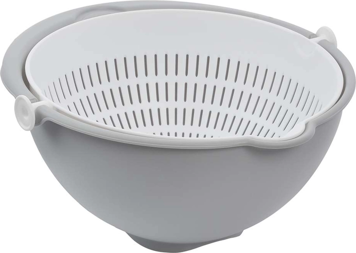 Escurridor para ensalada 2 en 1, gris nórdico, 25 × 25 × 12 cm