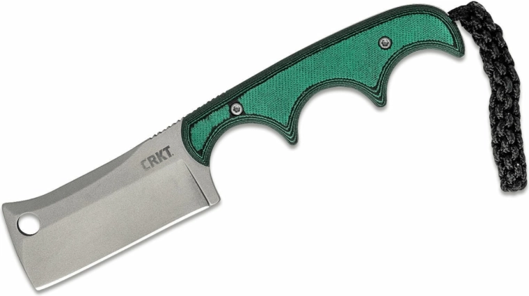 CRKT Minimalist Cleaver cuchillo de cuello de 5,4 cm, negro y verde, Micarta