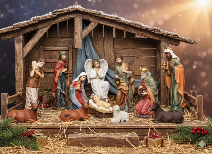 Set de figuras navideñas para belén 11 piezas, 45 cm